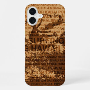 Surfing Hawaii Cutback Faux Wood Surfer -Koa iPhone 16 Plus Case
