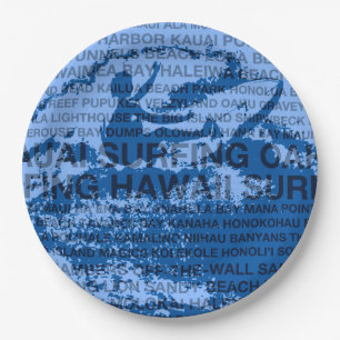 Surfing Hawaii Cutback Hawaiian Surfer Paper Plate