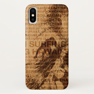 Surfing Hawaii Green Room Faux Wood Surfer iPhone X Case