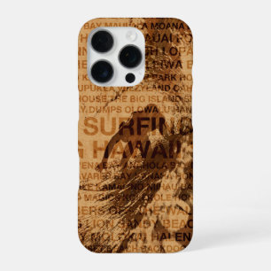 Surfing Hawaii Green Room Faux Wood Surfer iPhone 16 Pro Case