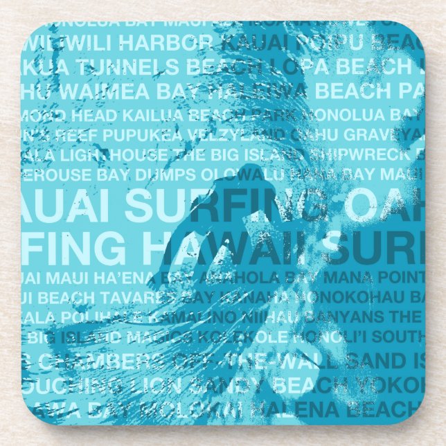 Surfing Hawaii Green Room Hawaiian Coasters (Front)