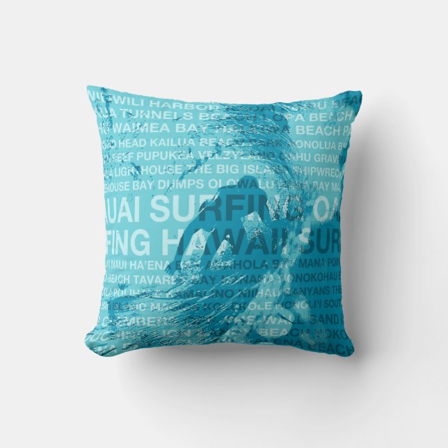Surfing Hawaii Green Room Hawaiian Pillows (Front)