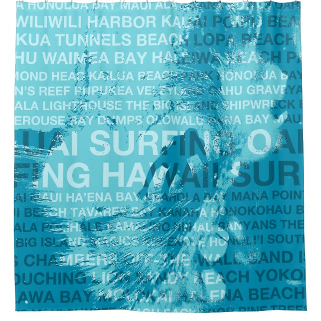Surfing Hawaii Green Room Hawaiian Surfer Shower Curtain (Front)
