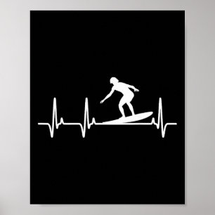 Surfing Heartbeat Surfing Lover Surfboard Surfer M Poster