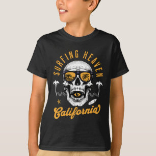 Surfing Heaven Skull Surfer With California Vibes T-Shirt