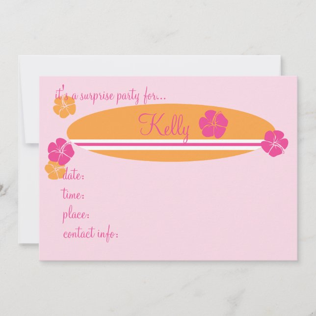 Surfing Hibiscus Invitation (Front)