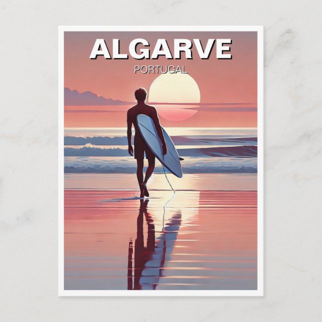 Surfing in Algarve Portugal Postcard (Front)