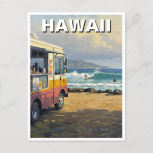 Surfing in Hawaii Food Truck Postcard