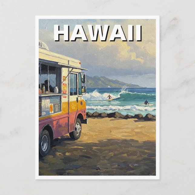 Surfing in Hawaii Food Truck Postcard (Front)