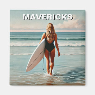 Surfing in Mavericks California Surfer Girl Wave Magnet