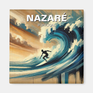 Surfing in Nazare Portugal Magnet