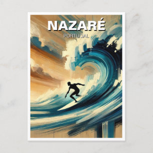 Surfing in Nazare Portugal Postcard