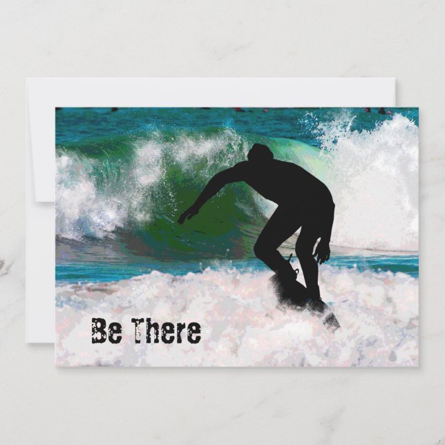 Surfing in the Ocean Foam Invitation (Front)
