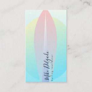 Surfing Instructor Ombre Surf Board Sunset Pink Business Card
