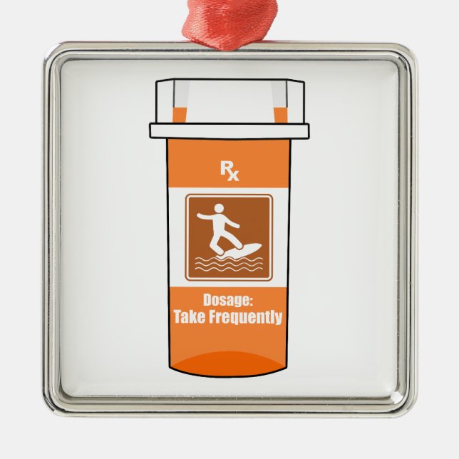 Surfing Is My Drug Metal Tree Decoration (Front)