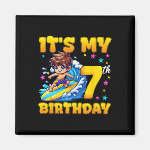 Surfing It's My 7th Birthday Boy 7 Years Old Magnet