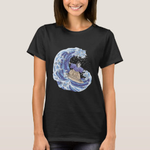 Surfing Japan Samurai Cat Vintage Surf Board T-Shirt