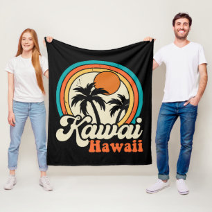 Surfing Kawaii Hawaii Fleece Blanket