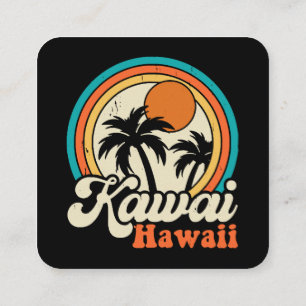 Surfing Kawaii Hawaii Square Business Card