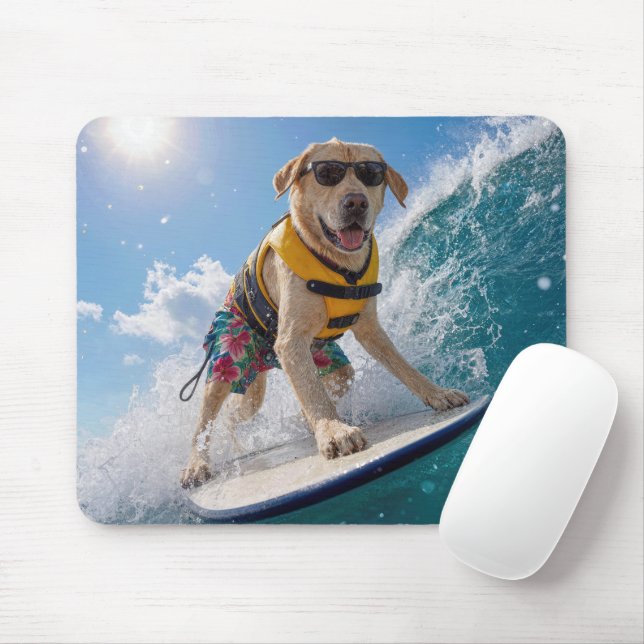 Surfing Labrador Retriever Mouse Mat (With Mouse)