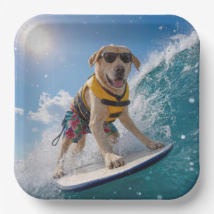 Surfing Labrador Retriever Paper Plate
