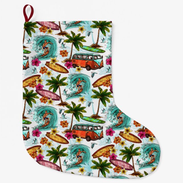 Surfing Large Christmas Stocking (Front)