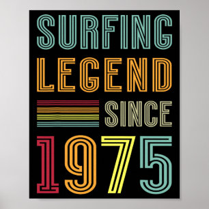 Surfing Legend 1975 50 Years Water Surf 50th Birth Poster