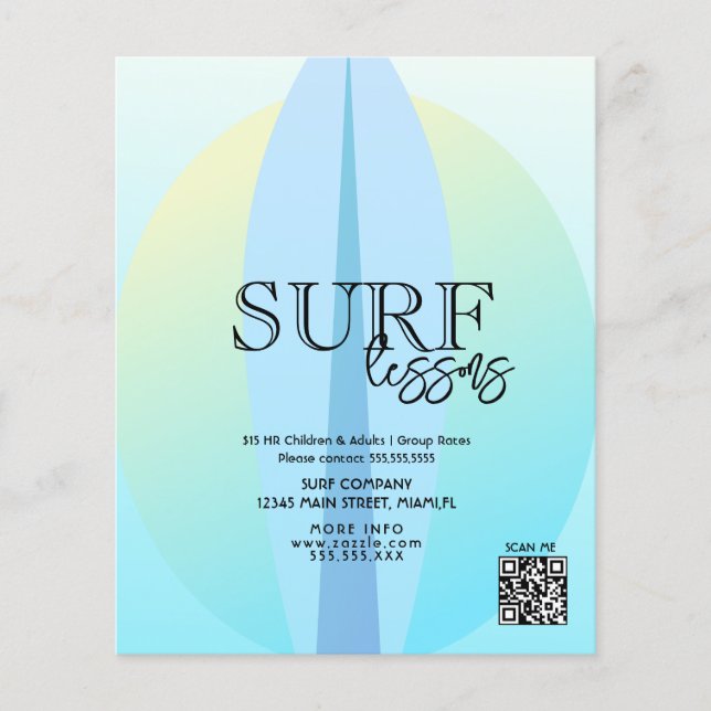 Surfing Lesson Adult Children Business Flyers  (Front)