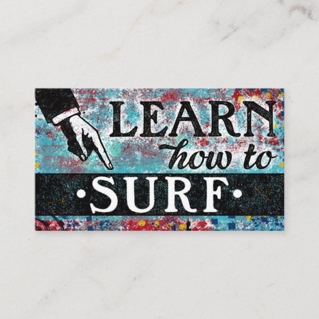 Surfing Lessons Business Cards - Blue Red (Front)