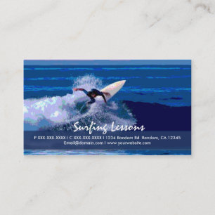 Surfing lessons customisable business cards