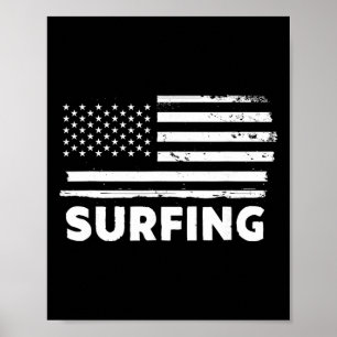 Surfing Life Usa Flag Patriotic Sports Design Poster