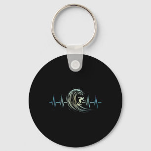 Surfing Lover Heartbeat Surfboards Surfboarder Sur Key Ring