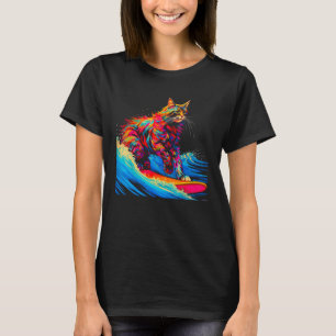 Surfing Maine Coon Cat Surf T-Shirt
