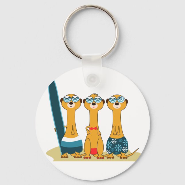 Surfing Meercats Key Ring (Front)