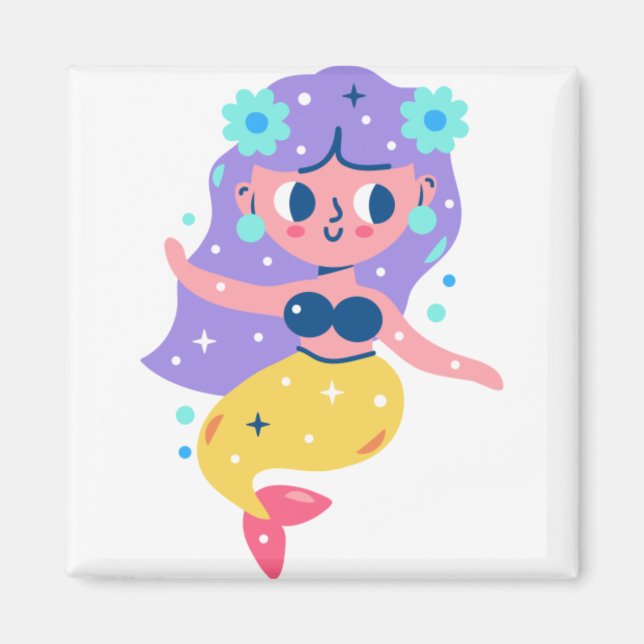 Surfing mermaid magnet (Front)
