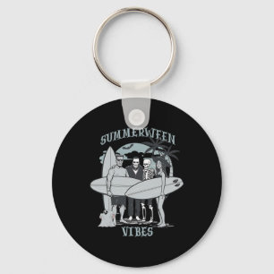 Surfing Monsters Clic Halloween Vibes Graphic Key Ring