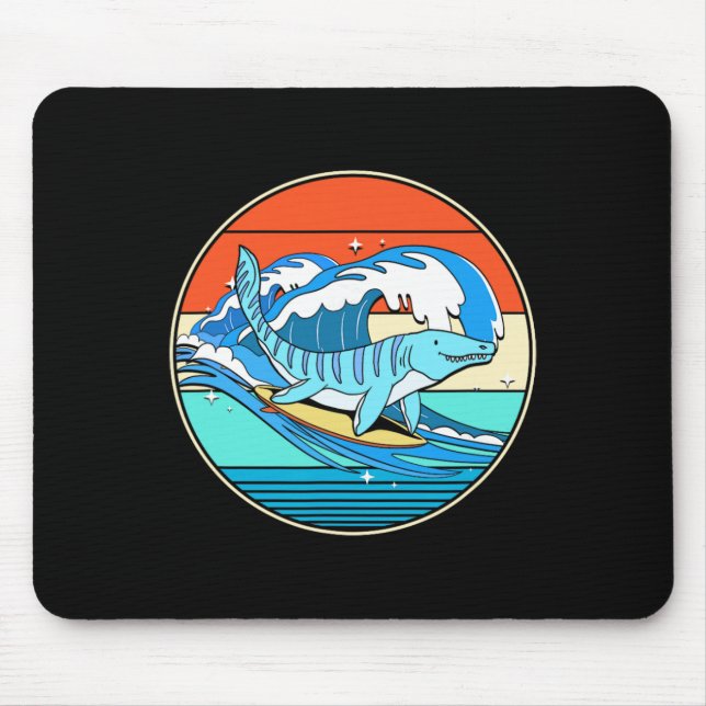 Surfing Mosasaurus Dino Retro Aquatic Dinosaur  Mouse Mat (Front)