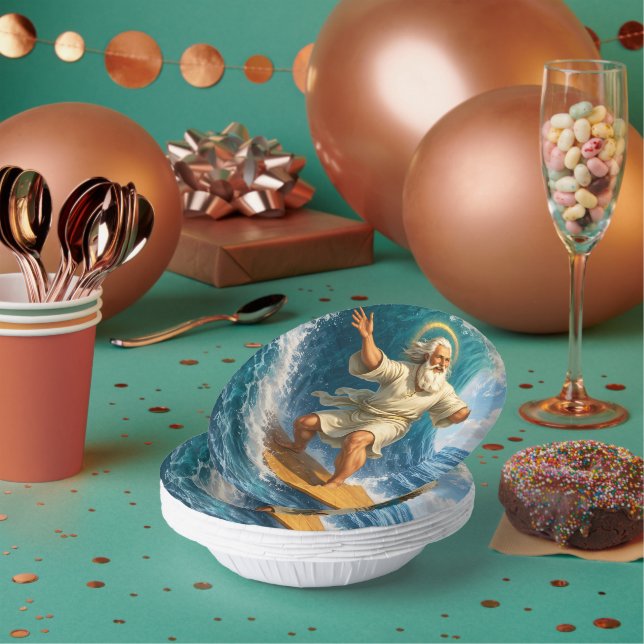 Surfing Moses biblical art disposable paper bowl Plate (Multi)