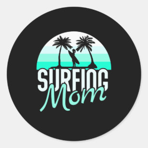 Surfing Mum Classic Round Sticker