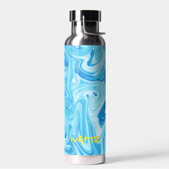 Surfing NAME Blue Ocean Abstract Art Paint Beach Water Bottle (Left)