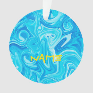 Surfing NAME Blue Ocean Abstract Paint Beach Water Ornament