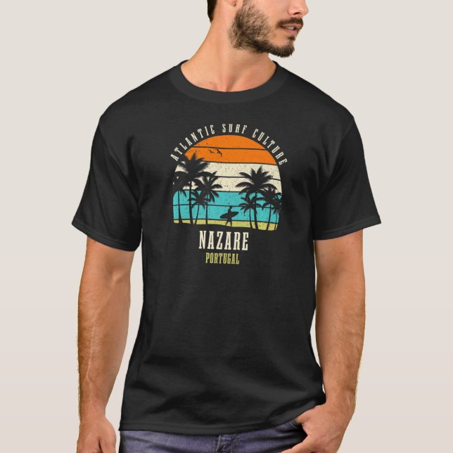 Surfing Nazare Portugal Atlantic Surf Culture T-Shirt (Front)