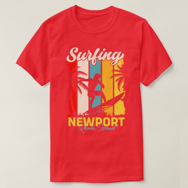 Surfing Newport Rhode Island T-Shirt (Design Front)