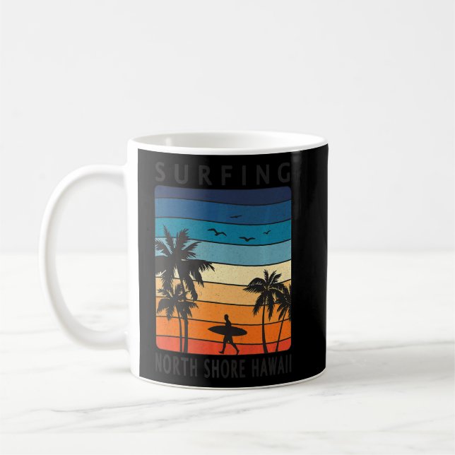 Surfing North Shore Hawaii Hawaiian 70s Retro Suns Coffee Mug (Left)