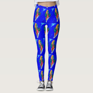 surfing nuns blue leggings
