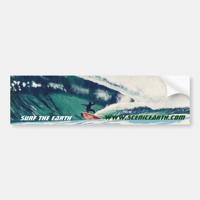 Surfing Ocean Surfer Bumper Sticker Art (Front)