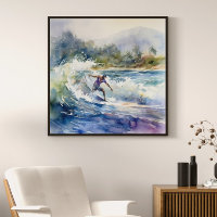 Surfing On North Shore Oahu Hawaii Art Print