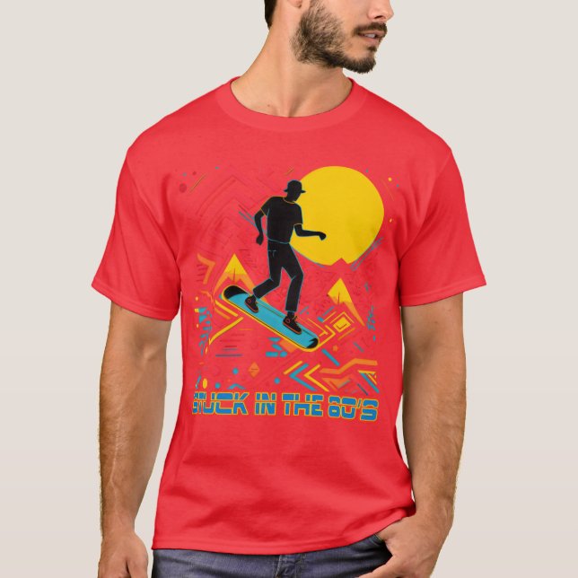 surfing on the waves of sound 80s style funny T-Shirt (Front)