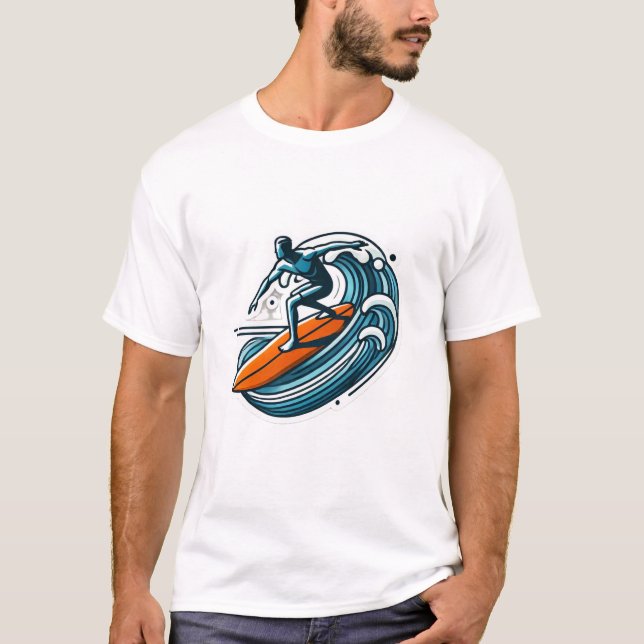 Surfing Orange surfboard T-Shirt (Front)