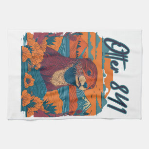 Surfing Otter 841 Otter My Way California Sea Otte Tea Towel